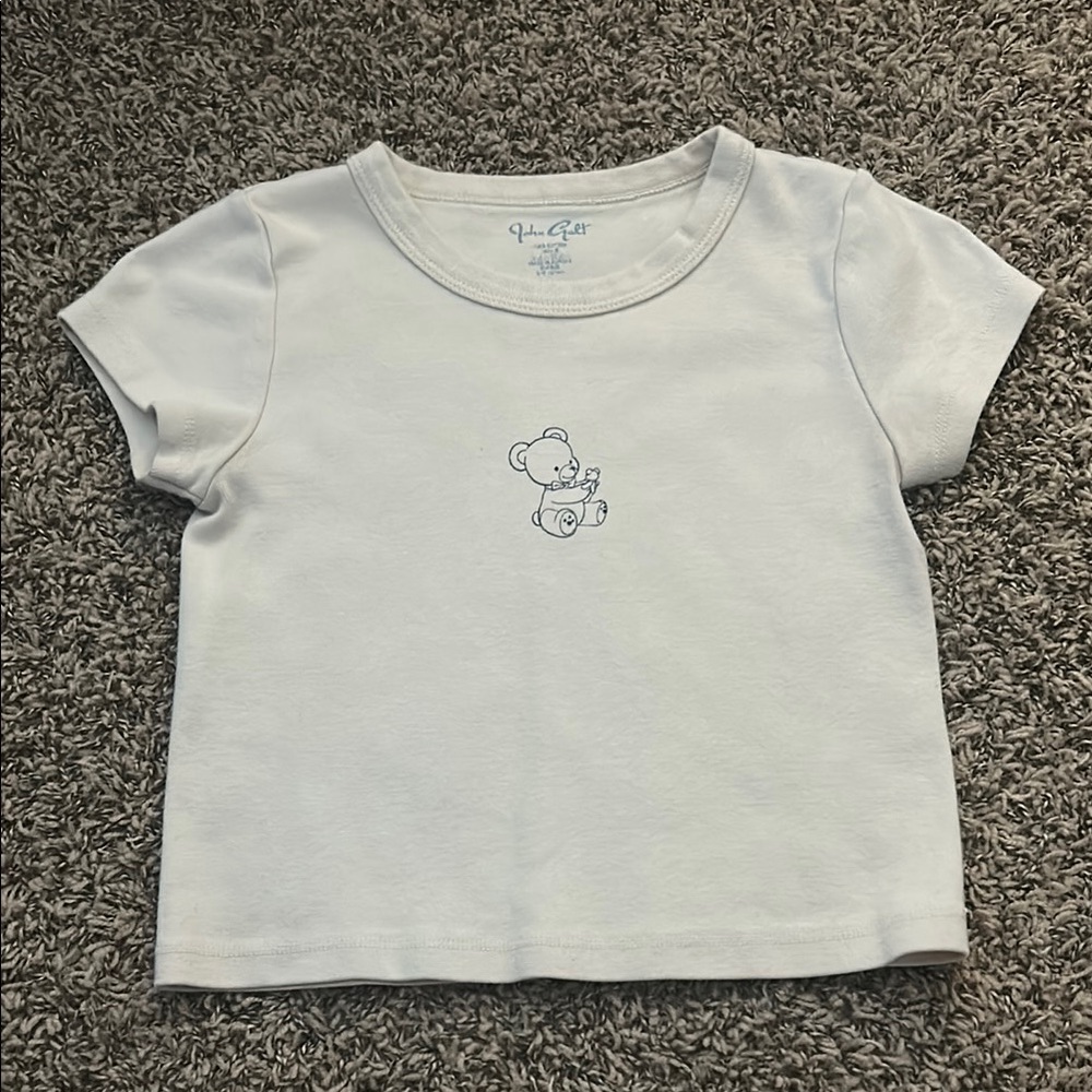 Brandy Melville John Galt White Teddy Baby Tee